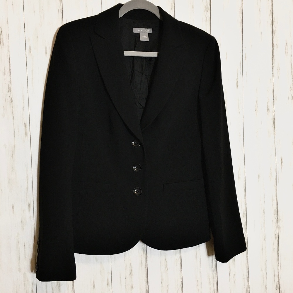 Ann Taylor Black 3 Button Blazer Suit Jacket
